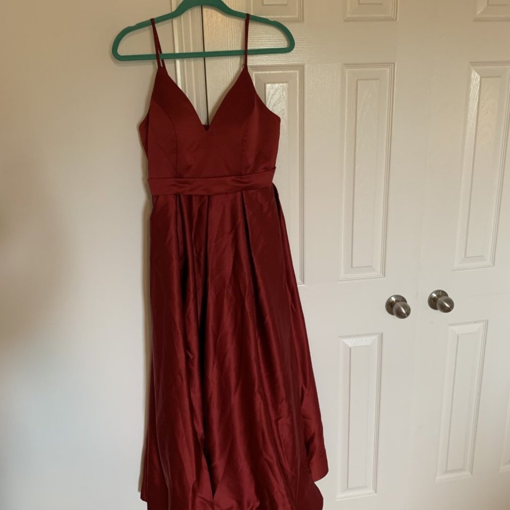 Prom Dress- LaLa Mira V-Neck, Satin, Sleeveless